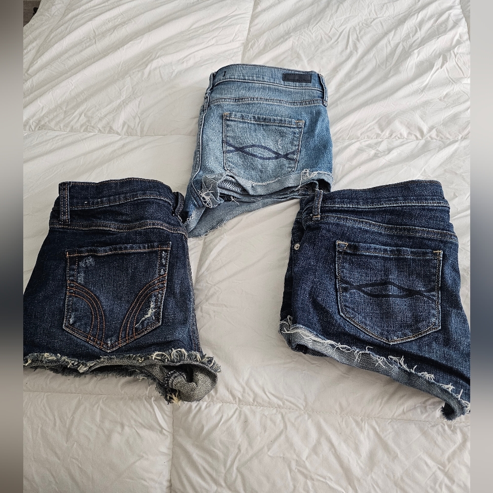 3 pairs denim shorts abercrombie / hollister